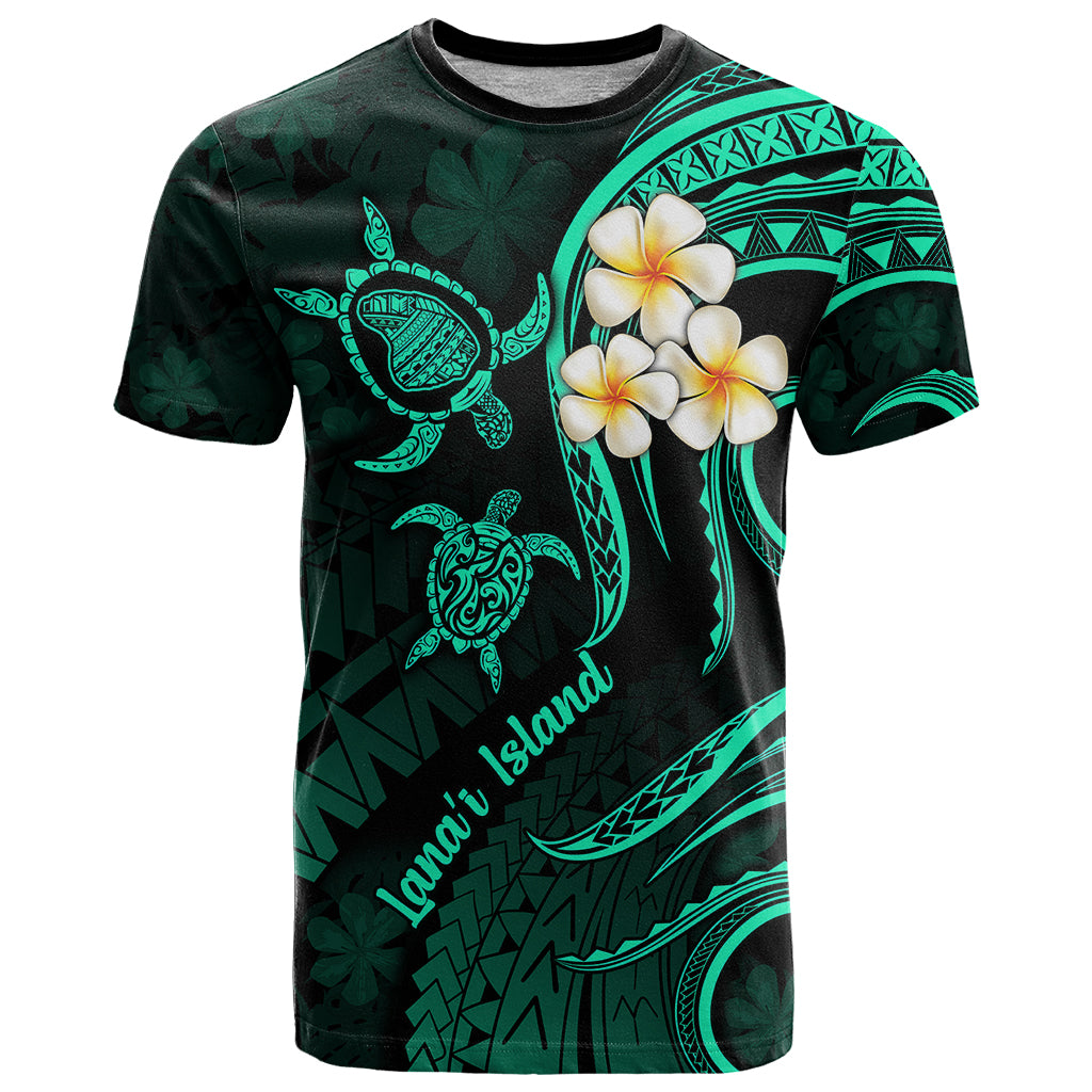 Polynesian Hawaii T Shirt Lanai Islands with Pacific Plumeria Turquoise Vibe - Wonder Print Shop
