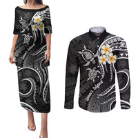 Polynesian Hawaii Couples Puletasi Dress and Long Sleeve Button Shirts Lanai Islands with Pacific Plumeria White Vibe LT9 - Wonder Print Shop