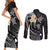 Polynesian Hawaii Couples Short Sleeve Bodycon Dress and Long Sleeve Button Shirts Lanai Islands with Pacific Plumeria White Vibe LT9 - Wonder Print Shop