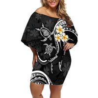 Polynesian Hawaii Off Shoulder Short Dress Lanai Islands with Pacific Plumeria White Vibe - Wonder Print Shop