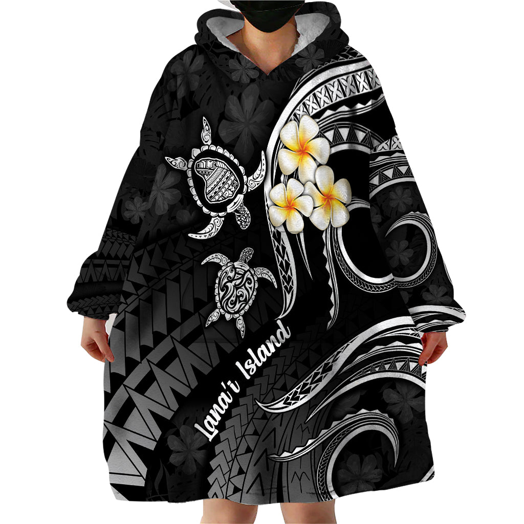 Polynesian Hawaii Wearable Blanket Hoodie Lanai Islands with Pacific Plumeria White Vibe - Wonder Print Shop
