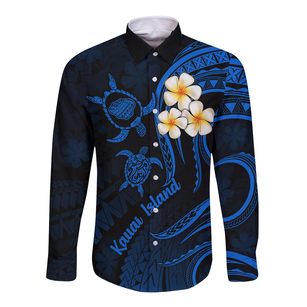 Hawaii Long Sleeve Button Shirt Kauai Islands Polynesian Sunset Plumeria - Wonder Print Shop