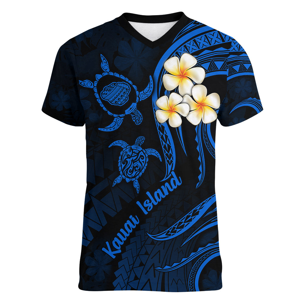 Hawaii Women V Neck T Shirt Kauai Islands Polynesian Sunset Plumeria - Wonder Print Shop