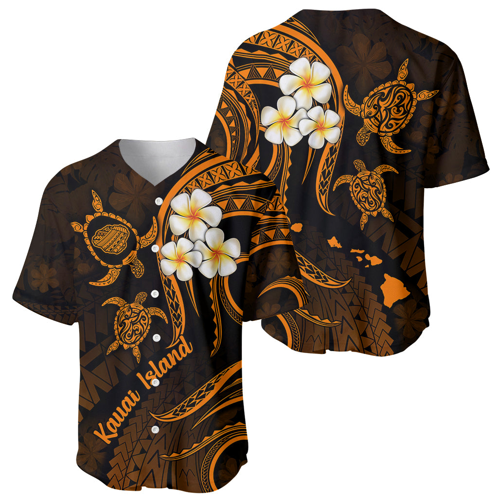 Hawaii Baseball Jersey Kauai Islands Polynesian Sunset Plumeria Gold Vibe LT9 - Wonder Print Shop