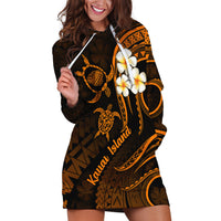 Hawaii Hoodie Dress Kauai Islands Polynesian Sunset Plumeria Gold Vibe - Wonder Print Shop