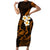 Hawaii Short Sleeve Bodycon Dress Kauai Islands Polynesian Sunset Plumeria Gold Vibe - Wonder Print Shop
