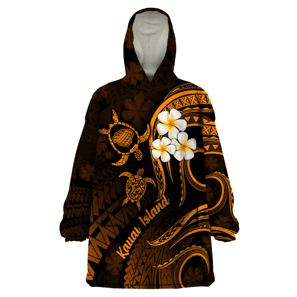 Hawaii Wearable Blanket Hoodie Kauai Islands Polynesian Sunset Plumeria Gold Vibe - Wonder Print Shop