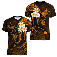 Hawaii Women V Neck T Shirt Kauai Islands Polynesian Sunset Plumeria Gold Vibe - Wonder Print Shop