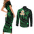 Hawaii Couples Short Sleeve Bodycon Dress and Long Sleeve Button Shirts Kauai Islands Polynesian Sunset Plumeria Green Vibe LT9 - Wonder Print Shop