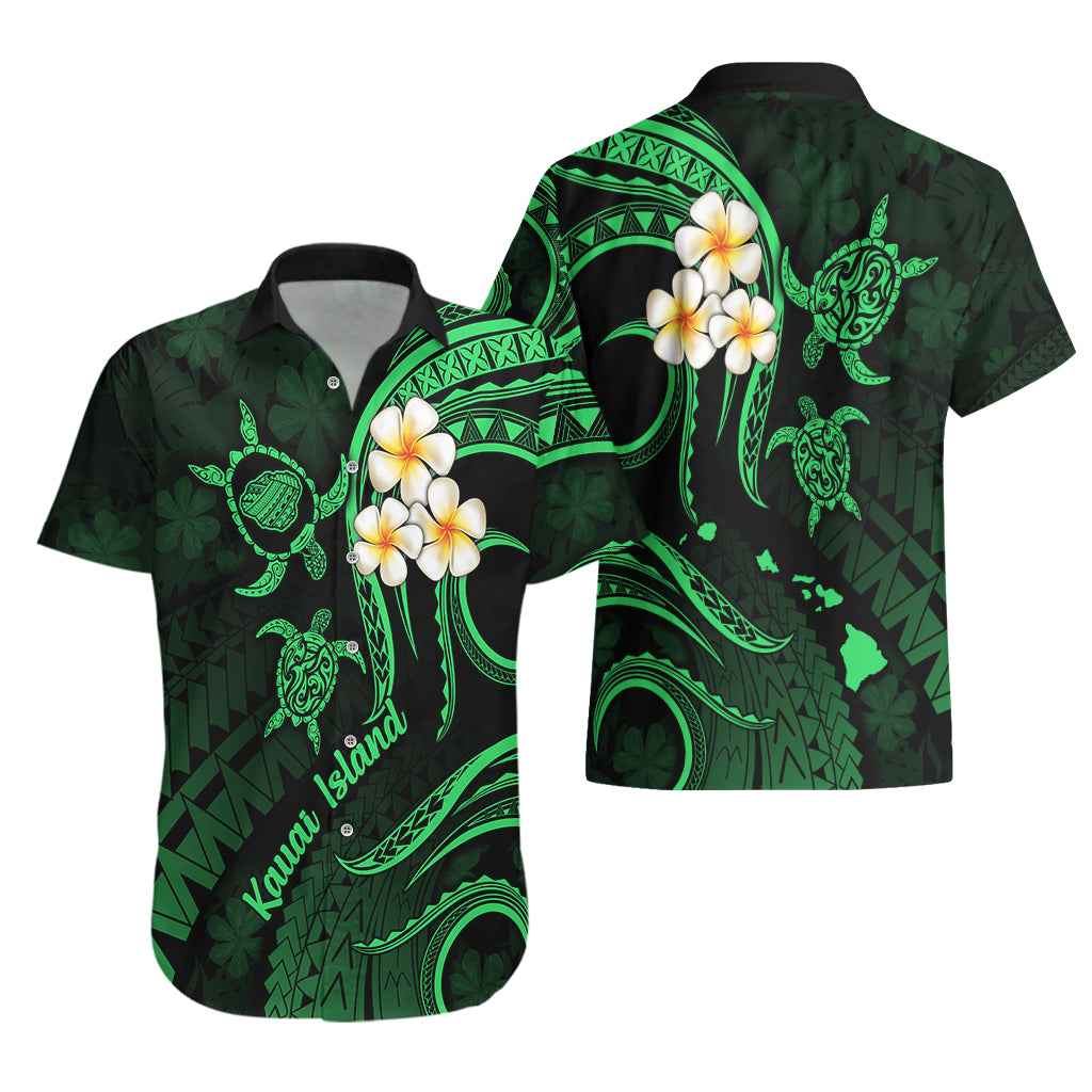 Hawaii Hawaiian Shirt Kauai Islands Polynesian Sunset Plumeria Green Vibe - Wonder Print Shop
