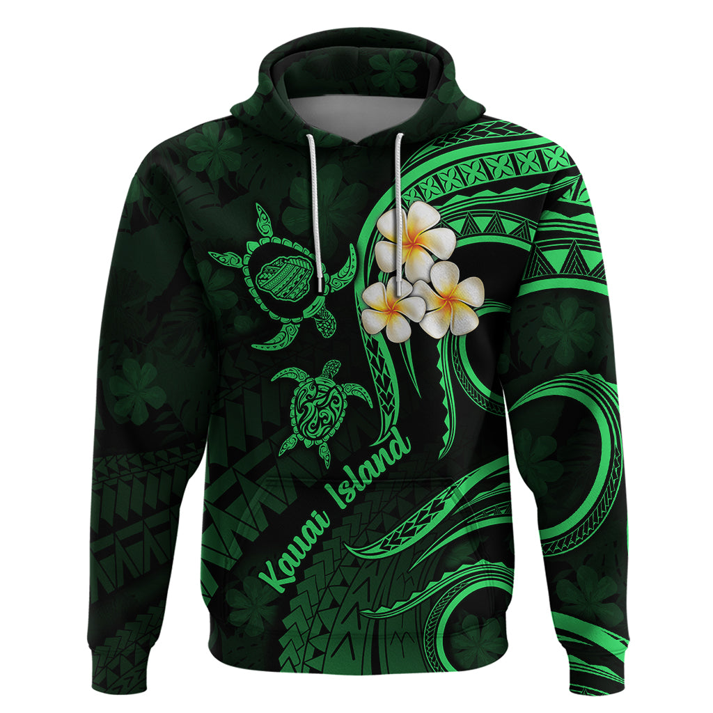 Hawaii Hoodie Kauai Islands Polynesian Sunset Plumeria Green Vibe - Wonder Print Shop