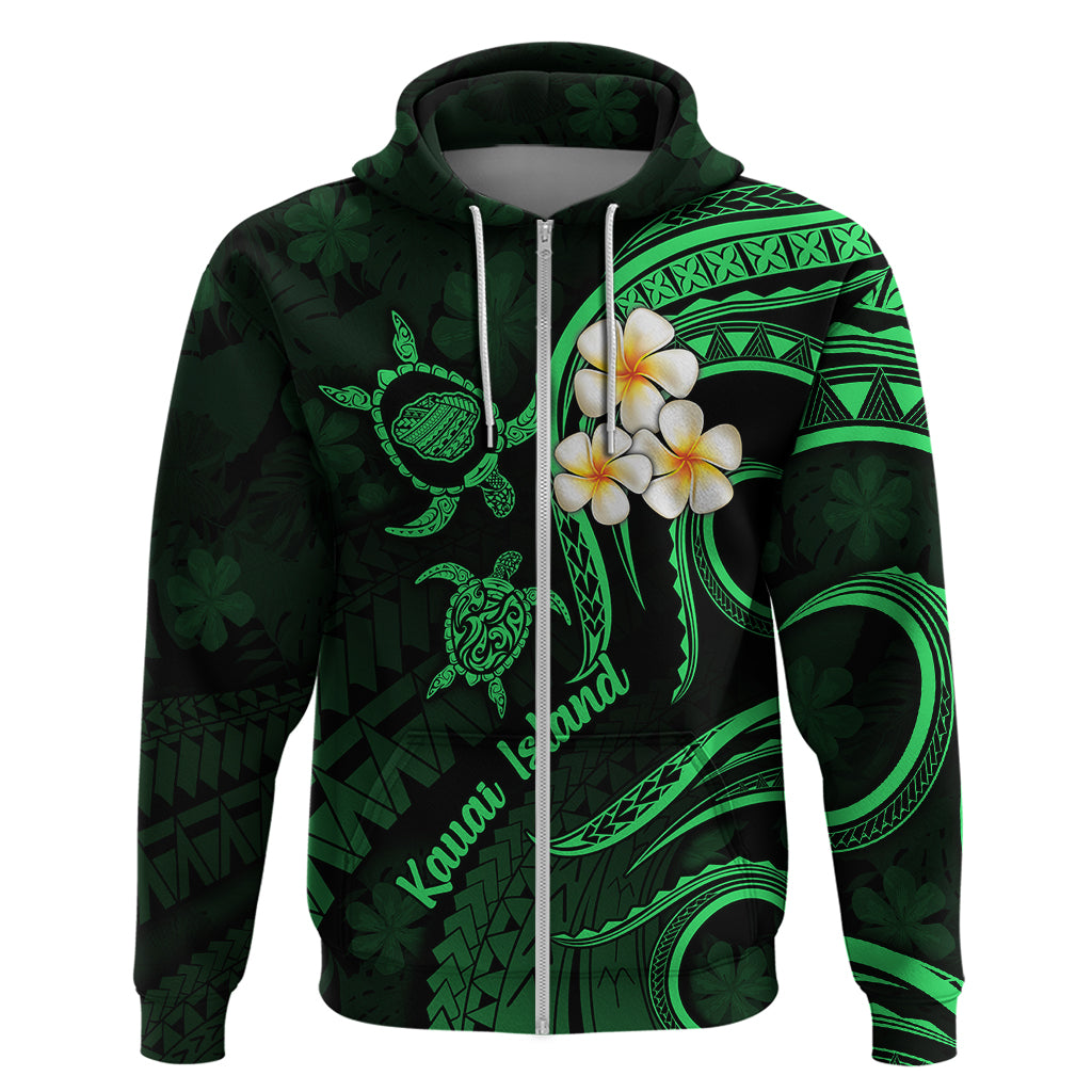 Hawaii Hoodie Kauai Islands Polynesian Sunset Plumeria Green Vibe - Wonder Print Shop