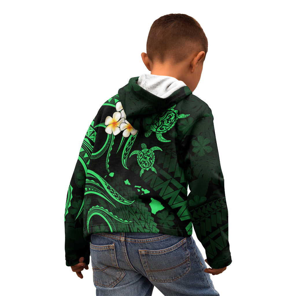 Hawaii Kid Hoodie Kauai Islands Polynesian Sunset Plumeria Green Vibe - Wonder Print Shop