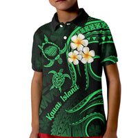 Hawaii Kid Polo Shirt Kauai Islands Polynesian Sunset Plumeria Green Vibe - Wonder Print Shop