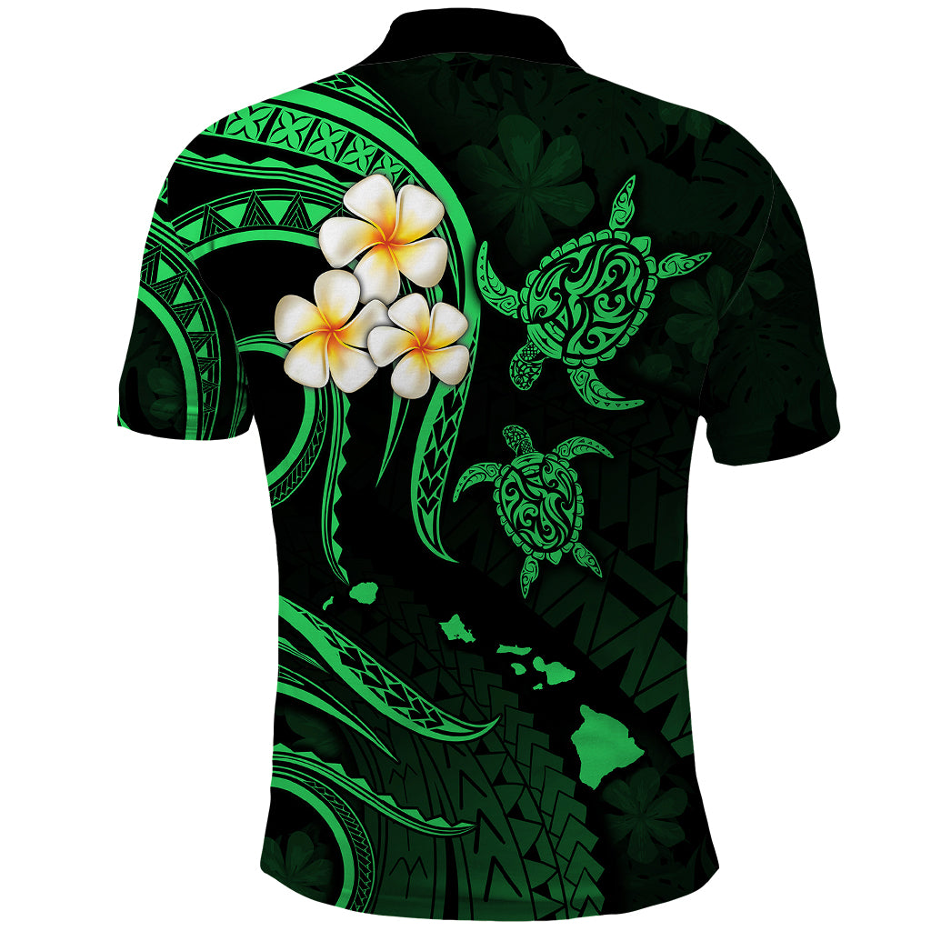 Hawaii Polo Shirt Kauai Islands Polynesian Sunset Plumeria Green Vibe - Wonder Print Shop