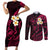 Hawaii Couples Short Sleeve Bodycon Dress and Long Sleeve Button Shirts Kauai Islands Polynesian Sunset Plumeria Pink Vibe LT9 - Wonder Print Shop