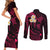 Hawaii Couples Short Sleeve Bodycon Dress and Long Sleeve Button Shirts Kauai Islands Polynesian Sunset Plumeria Pink Vibe LT9 - Wonder Print Shop