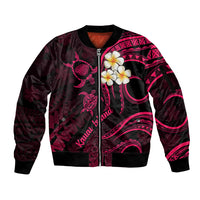Hawaii Sleeve Zip Bomber Jacket Kauai Islands Polynesian Sunset Plumeria Pink Vibe - Wonder Print Shop