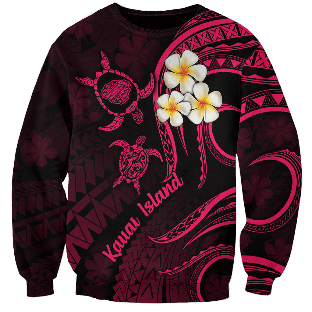 Hawaii Sweatshirt Kauai Islands Polynesian Sunset Plumeria Pink Vibe - Wonder Print Shop