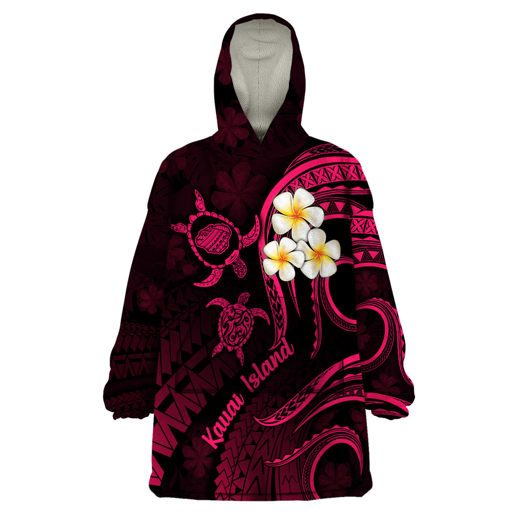 Hawaii Wearable Blanket Hoodie Kauai Islands Polynesian Sunset Plumeria Pink Vibe - Wonder Print Shop