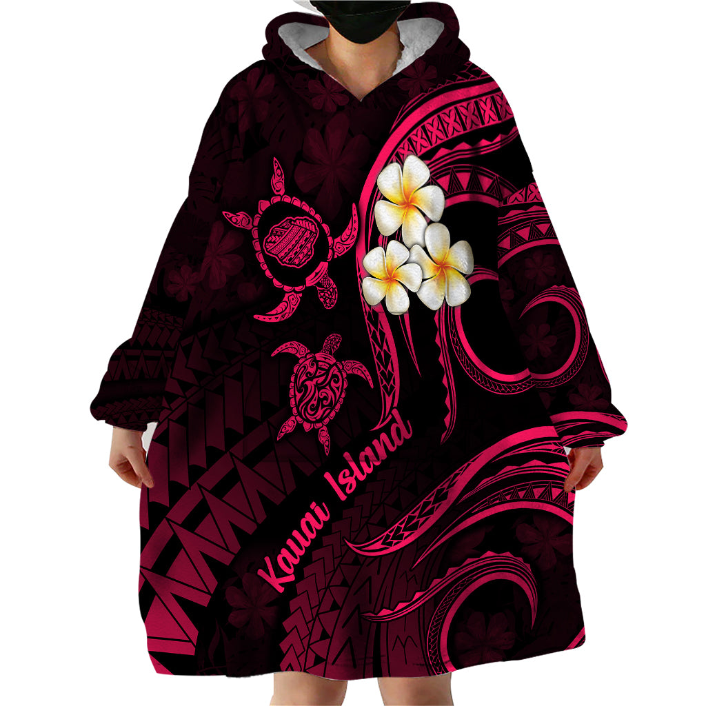 Hawaii Wearable Blanket Hoodie Kauai Islands Polynesian Sunset Plumeria Pink Vibe - Wonder Print Shop