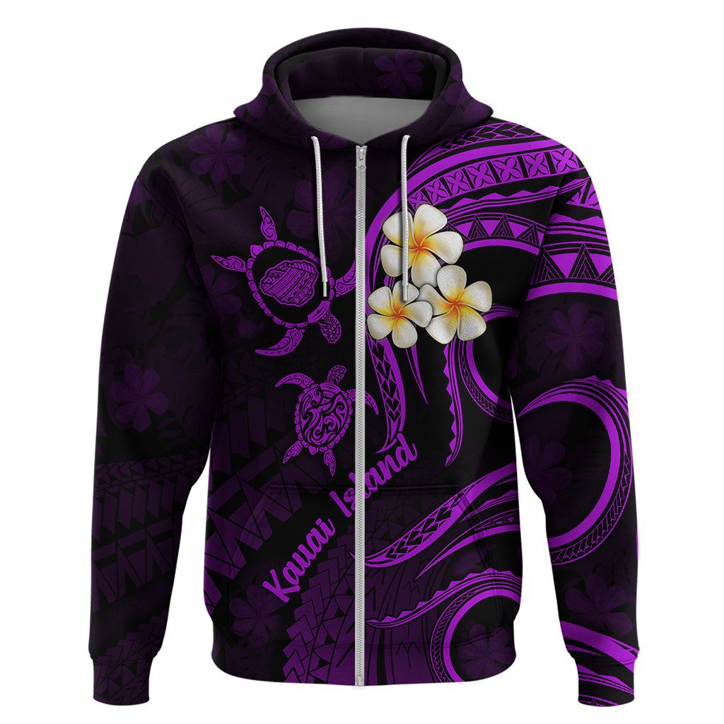 Polynesian Hawaii Hoodie Kauai Islands with Pacific Plumeria Purple Vibe - Wonder Print Shop