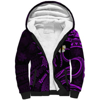 Polynesian Hawaii Sherpa Hoodie Kauai Islands with Pacific Plumeria Purple Vibe - Wonder Print Shop