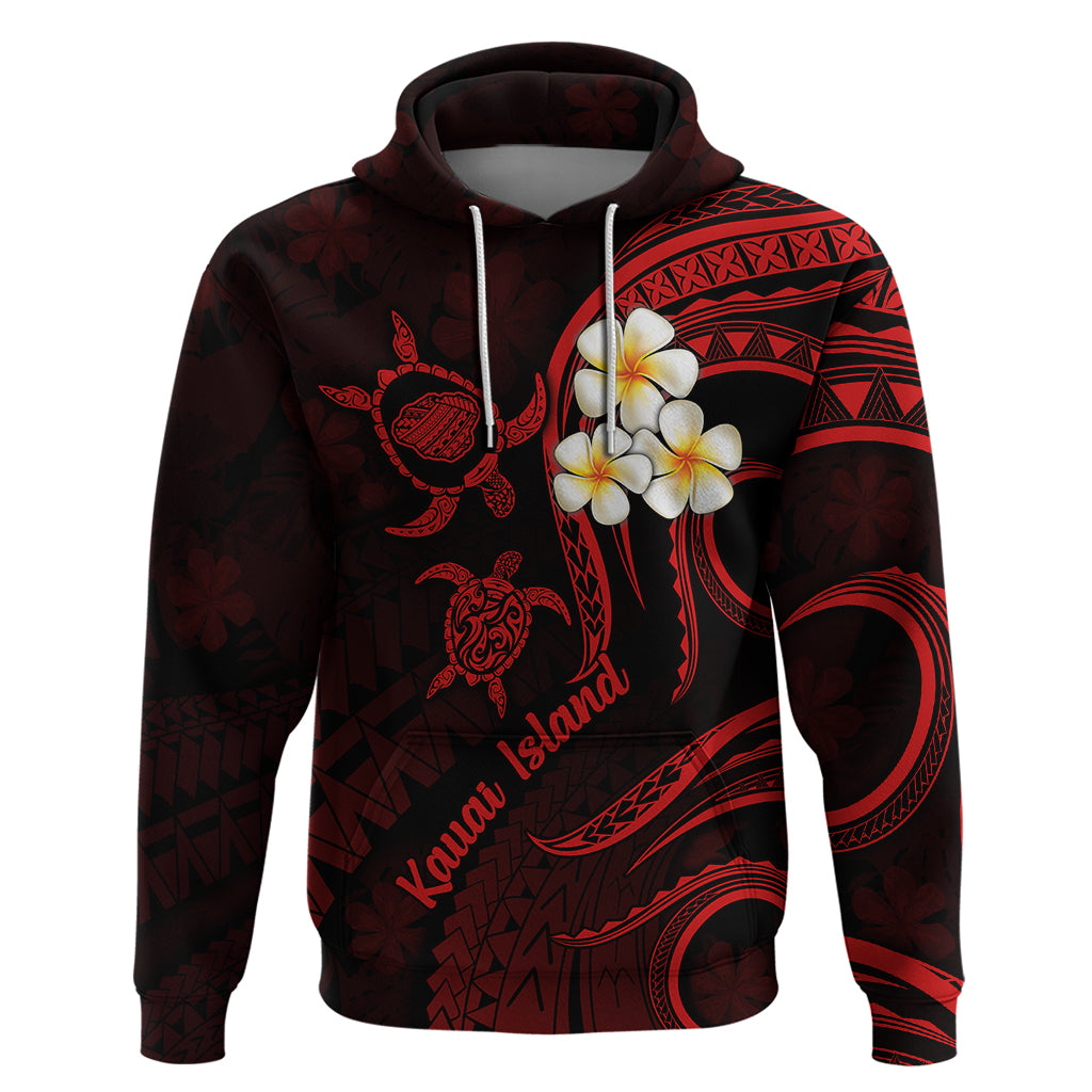 Polynesian Hawaii Hoodie Kauai Islands with Pacific Plumeria Red Vibe - Wonder Print Shop