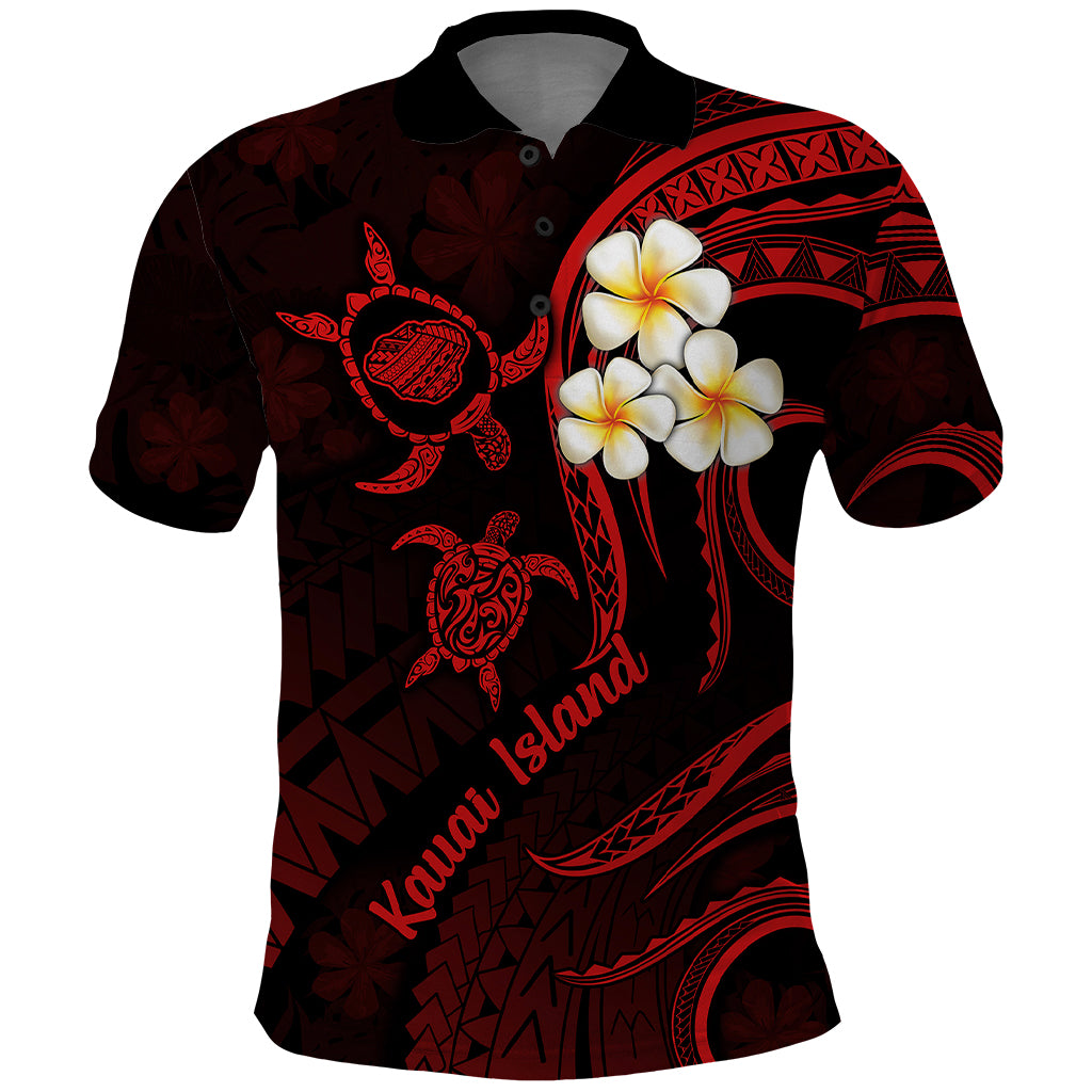 Polynesian Hawaii Polo Shirt Kauai Islands with Pacific Plumeria Red Vibe - Wonder Print Shop