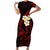 Polynesian Hawaii Short Sleeve Bodycon Dress Kauai Islands with Pacific Plumeria Red Vibe - Wonder Print Shop