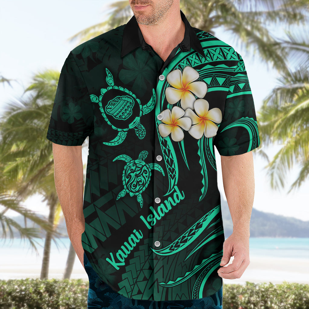 Polynesian Hawaii Hawaiian Shirt Kauai Islands with Pacific Plumeria Turquoise Vibe - Wonder Print Shop