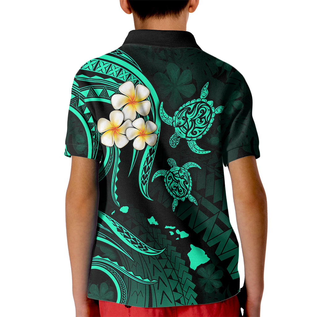 Polynesian Hawaii Kid Polo Shirt Kauai Islands with Pacific Plumeria Turquoise Vibe - Wonder Print Shop