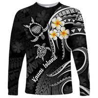 Polynesian Hawaii Long Sleeve Shirt Kauai Islands with Pacific Plumeria White Vibe - Wonder Print Shop