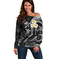 Polynesian Hawaii Off Shoulder Sweater Kauai Islands with Pacific Plumeria White Vibe - Wonder Print Shop