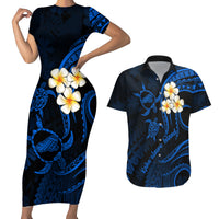 Hawaii Couples Short Sleeve Bodycon Dress and Hawaiian Shirt Kahoolawe Islands Polynesian Sunset Plumeria LT9 - Wonder Print Shop