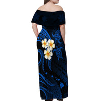 Hawaii Off Shoulder Maxi Dress Kahoolawe Islands Polynesian Sunset Plumeria - Wonder Print Shop