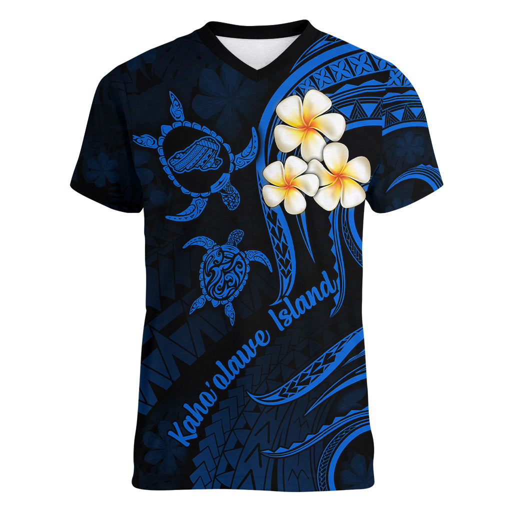 Hawaii Women V Neck T Shirt Kahoolawe Islands Polynesian Sunset Plumeria - Wonder Print Shop