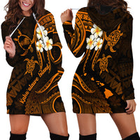 Hawaii Hoodie Dress Kahoolawe Islands Polynesian Sunset Plumeria Gold Vibe - Wonder Print Shop