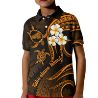 Hawaii Kid Polo Shirt Kahoolawe Islands Polynesian Sunset Plumeria Gold Vibe - Wonder Print Shop