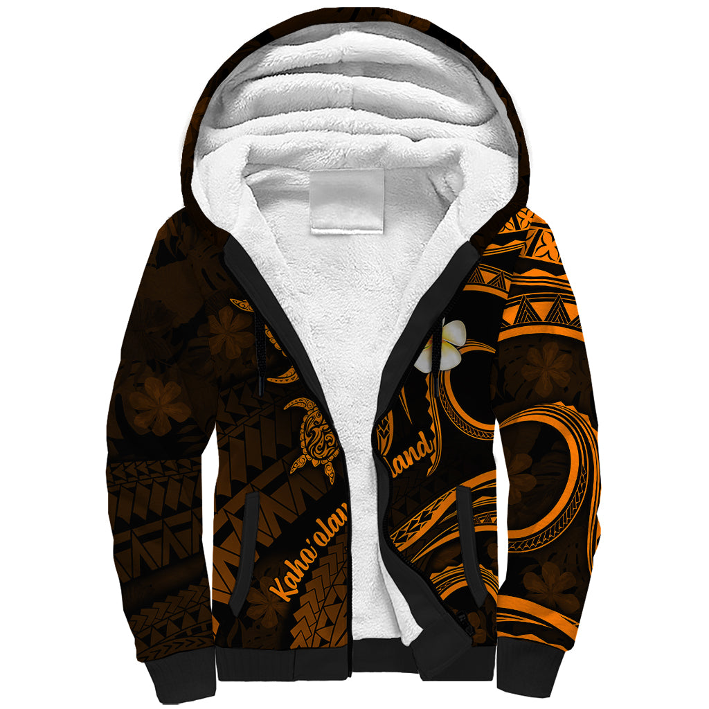 Hawaii Sherpa Hoodie Kahoolawe Islands Polynesian Sunset Plumeria Gold Vibe - Wonder Print Shop