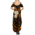 Hawaii Summer Maxi Dress Kahoolawe Islands Polynesian Sunset Plumeria Gold Vibe - Wonder Print Shop