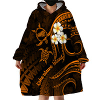 Hawaii Wearable Blanket Hoodie Kahoolawe Islands Polynesian Sunset Plumeria Gold Vibe - Wonder Print Shop
