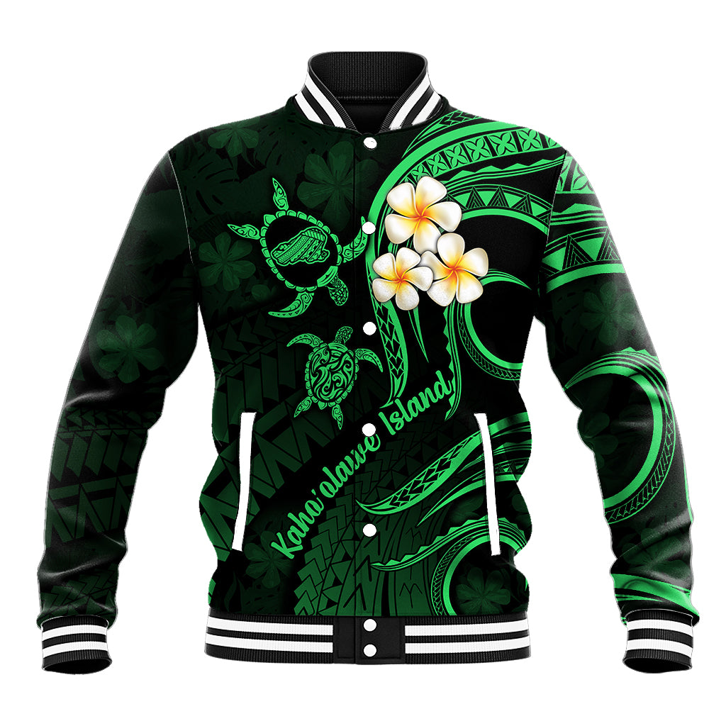 Hawaii Baseball Jacket Kahoolawe Islands Polynesian Sunset Plumeria Green Vibe LT9 - Wonder Print Shop