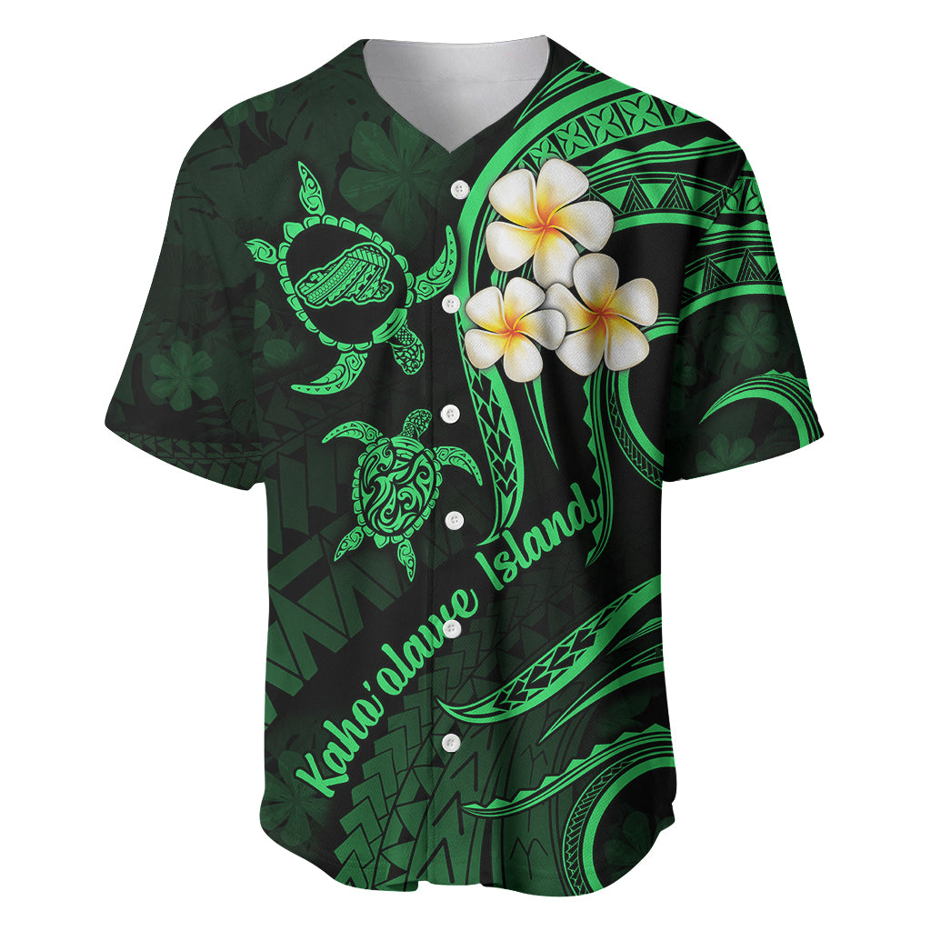 Hawaii Baseball Jersey Kahoolawe Islands Polynesian Sunset Plumeria Green Vibe LT9 - Wonder Print Shop