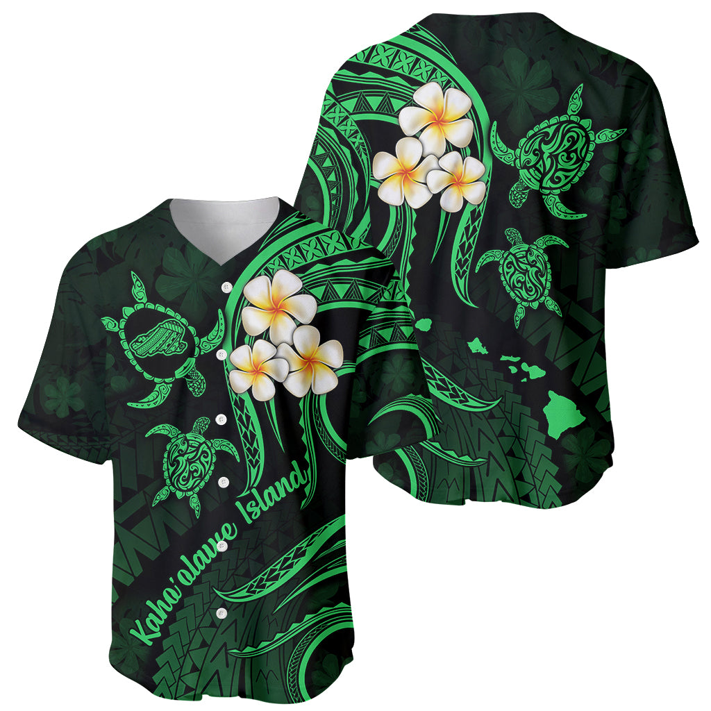 Hawaii Baseball Jersey Kahoolawe Islands Polynesian Sunset Plumeria Green Vibe LT9 - Wonder Print Shop