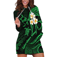Hawaii Hoodie Dress Kahoolawe Islands Polynesian Sunset Plumeria Green Vibe - Wonder Print Shop