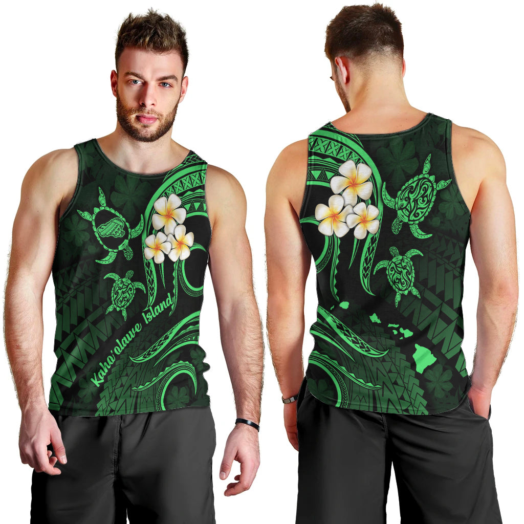 hawaii-men-tank-top-kahoolawe-islands-polynesian-sunset-plumeria-green-vibe