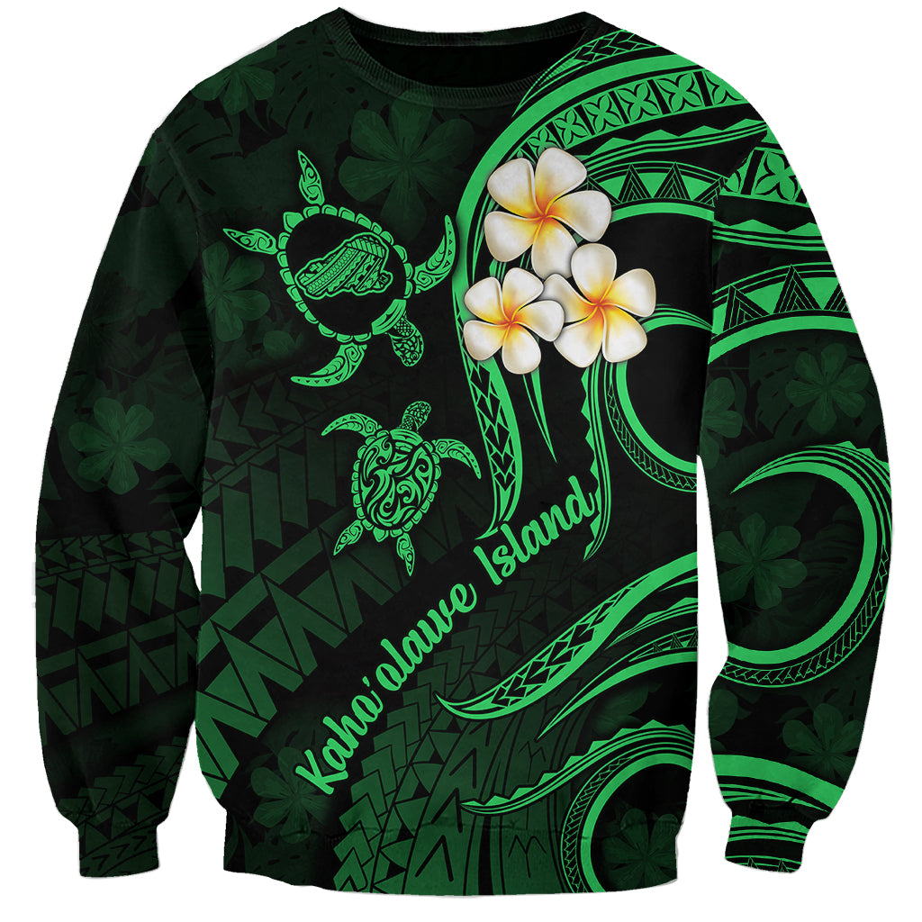 Hawaii Sweatshirt Kahoolawe Islands Polynesian Sunset Plumeria Green Vibe - Wonder Print Shop