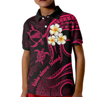 Hawaii Kid Polo Shirt Kahoolawe Islands Polynesian Sunset Plumeria Pink Vibe - Wonder Print Shop
