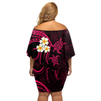 Hawaii Off Shoulder Short Dress Kahoolawe Islands Polynesian Sunset Plumeria Pink Vibe - Wonder Print Shop